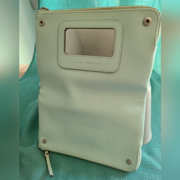 Stella & Dot Double Clutch Eyelet Cut Out Turquoise Purse Wallet - Picture 3 of 7